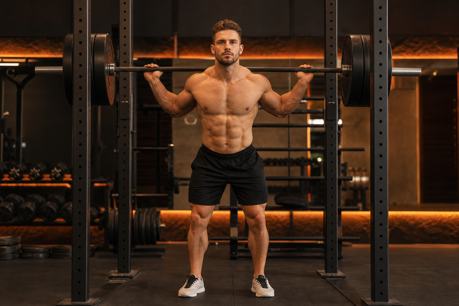 Squat con bilanciere nella posizione più bassa con profondità corretta