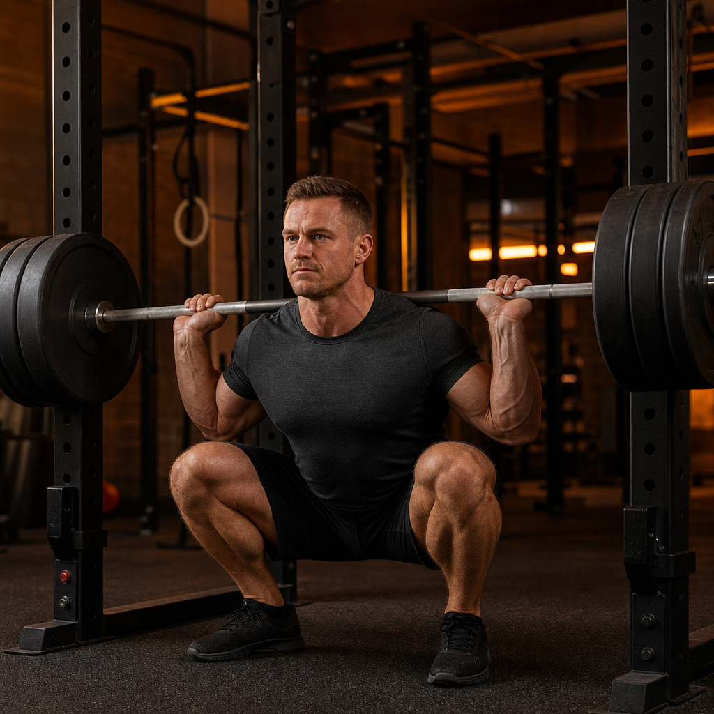 Squat con bilanciere in posizione bassa