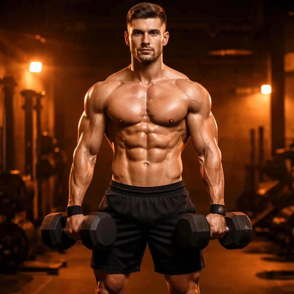 Dumbbell Romanian deadlift top standing position with glutes squeezed